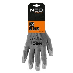 NEO TOOLS 97-646K-7 Rękawice robocze, poliester pokryty PU, 4131X, rozmiar 7 (karta) 