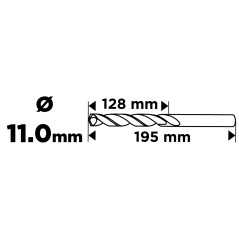 GRAPHITE 54T911 Wiertło do metalu HSS, DIN 340, przedłużane, 11 mm 