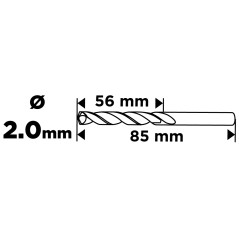 GRAPHITE 54T902 Wiertło do metalu HSS, DIN 340, przedłużane, 2 mm, 3 szt. 