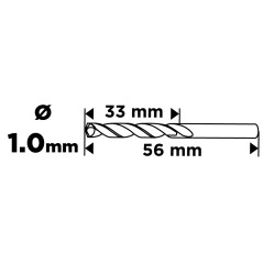 GRAPHITE 54T901 Wiertło do metalu HSS, DIN 340, przedłużane, 1 mm, 3 szt. 
