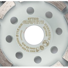 GRAPHITE 57T323 Tarcza diamentowa szlifierska, 2 segmenty, 115 x 22.2 mm, na sucho