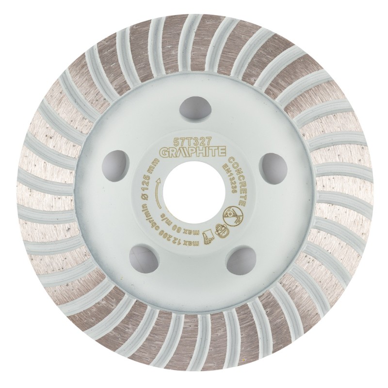 GRAPHITE 57T327 Tarcza diamentowa szlifierska, turbo, 125 x 22.2 mm, na sucho