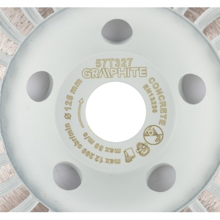 GRAPHITE 57T327 Tarcza diamentowa szlifierska, turbo, 125 x 22.2 mm, na sucho