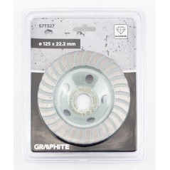 GRAPHITE 57T327 Tarcza diamentowa szlifierska, turbo, 125 x 22.2 mm, na sucho 