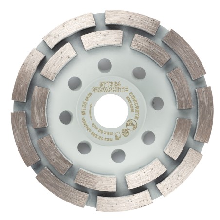 GRAPHITE 57T324 Tarcza diamentowa szlifierska, 2 segmenty, 125 x 22.2 mm, na sucho