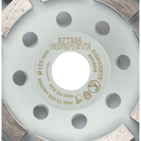 GRAPHITE 57T324 Tarcza diamentowa szlifierska, 2 segmenty, 125 x 22.2 mm, na sucho