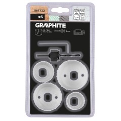 GRAPHITE 56T722 Otwornice z adapterem, 32-54 mm, zestaw 6 szt. 
