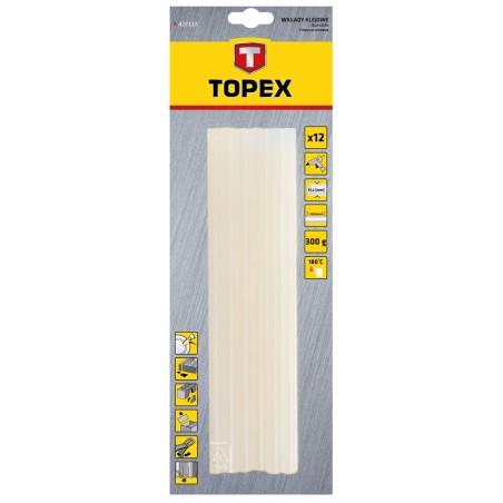 TOPEX 42E172 Wkłady klejowe 11 mm, białe, 12 szt.