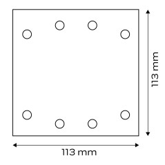 NEO TOOLS 54-053 Papiery ścierne na rzep, kwadrat 113 x 113 mm, P80, 5 szt., z 8 otworami do 04-623 