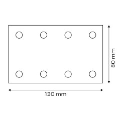 NEO TOOLS 54-050 Papiery ścierne na rzep, prostokąt  80 x 130 mm, P80, 5 szt., z 8 otworami do 04-623 