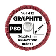 GRAPHITE 58T412 Ściernica listkowa trzpieniowa 30 x 25 x 6 mm, P80