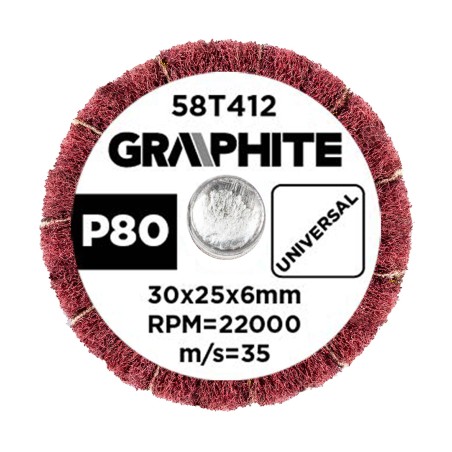 GRAPHITE 58T412 Ściernica listkowa trzpieniowa 30 x 25 x 6 mm, P80