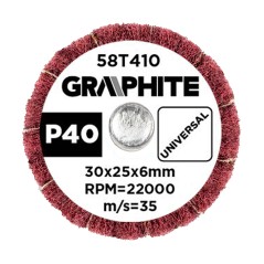 GRAPHITE 58T410 Ściernica listkowa trzpieniowa 30 x 25 x 6 mm, P40