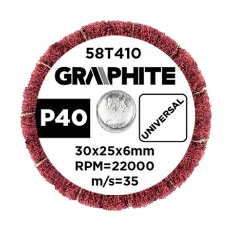 GRAPHITE 58T410 Ściernica listkowa trzpieniowa 30 x 25 x 6 mm, P40