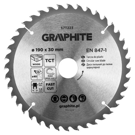 GRAPHITE 57T232 Tarcza do pilarki, widiowa, 300 x 30 mm, 40 zębów