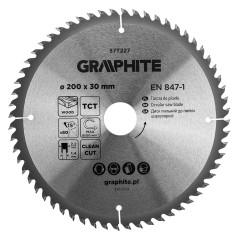 GRAPHITE 57T227 Tarcza do pilarki, widiowa, 200 x 30 mm, 60 zębów