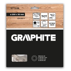 GRAPHITE 57T226 Tarcza do pilarki, widiowa, 200 x 30 mm, 40 zębów 