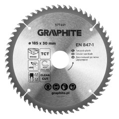GRAPHITE 57T221 Tarcza do pilarki, widiowa, 185 x 30 mm, 60 zębów