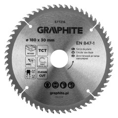 GRAPHITE 57T216 Tarcza do pilarki, widiowa, 180 x 30 mm, 60 zębów