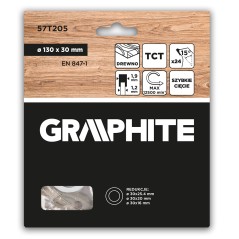 GRAPHITE 57T205 Tarcza do pilarki, widiowa, 130 x 30 mm, 24 zęby 