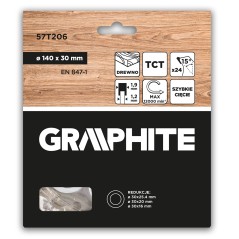 GRAPHITE 57T206 Tarcza do pilarki, widiowa, 140 x 30 mm, 24 zęby 