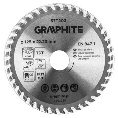 GRAPHITE 57T203 Tarcza do pilarki, widiowa, 125 x 22.23 mm, 40 zębów
