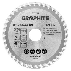 GRAPHITE 57T201 Tarcza do pilarki, widiowa, 115 x 22.23 mm, 40 zębów