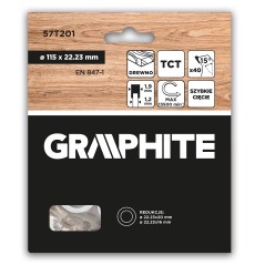GRAPHITE 57T201 Tarcza do pilarki, widiowa, 115 x 22.23 mm, 40 zębów 