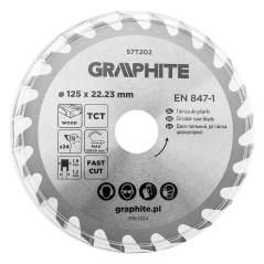 GRAPHITE 57T202 Tarcza do pilarki, widiowa, 125 x 22.23 mm, 24 zęby