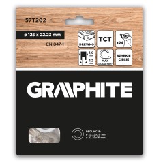 GRAPHITE 57T202 Tarcza do pilarki, widiowa, 125 x 22.23 mm, 24 zęby 