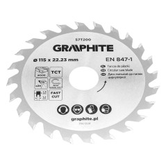 GRAPHITE 57T200 Tarcza do pilarki, widiowa, 115 x 22.23 mm, 24 zęby 