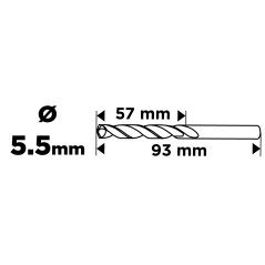 GRAPHITE 54T955 Wiertła do metalu HSS, DIN 338, 5,5 mm, 2 szt. 