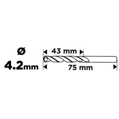 GRAPHITE 54T942 Wiertła do metalu HSS, DIN 338, 4,2 mm, 2 szt. 