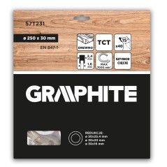 GRAPHITE 57T231 Tarcza do pilarki, widiowa, 250 x 30 mm, 40 zębów 