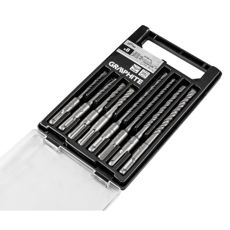 GRAPHITE 56T168 Zestaw wierteł do betonu SDS Plus z podwójną spiralą 5 x 6 x 8 x 10 x 110 mm, 5 x 6 x 8 x 10 x 160 m
