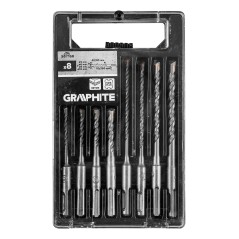 GRAPHITE 56T168 Zestaw wierteł do betonu SDS Plus z podwójną spiralą 5 x 6 x 8 x 10 x 110 mm, 5 x 6 x 8 x 10 x 160 m
