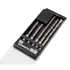 GRAPHITE 56T169 Zestaw wierteł do betonu SDS Plus z podwójną spiralą 5 x 6 x 110 mm, 6 x 8 x 10 x 160 mm, zestaw: 5 