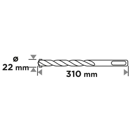 GRAPHITE 56T157 Wiertło do betonu SDS Plus z podwójną spiralą 22 x 310 mm