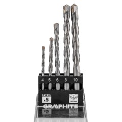 GRAPHITE 56T215 Zestaw wierteł do betonu hartowane: 4, 5, 6, 8, 10 mm, 5 szt.
