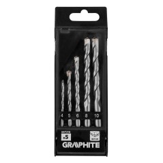 GRAPHITE 56T215 Zestaw wierteł do betonu hartowane: 4, 5, 6, 8, 10 mm, 5 szt. 