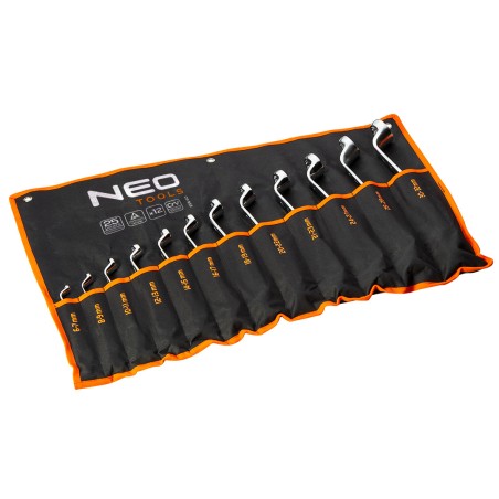 NEO TOOLS 09-952 Klucze oczkowe odgięte 6-32 mm, zestaw 12 szt.