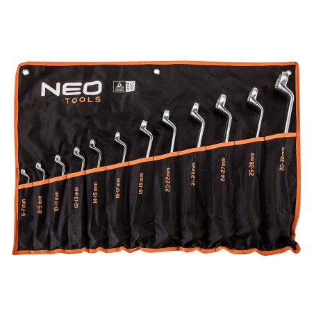 NEO TOOLS 09-952 Klucze oczkowe odgięte 6-32 mm, zestaw 12 szt.