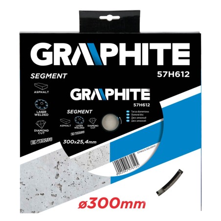 GRAPHITE 57H612 Tarcza diamentowa 300 x 25.4 mm, segmentowa, spawana laserowo