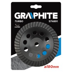 GRAPHITE 57H891 Tarcza diamentowa szlifierska 180 x 22.2 x 5 mm, turbo