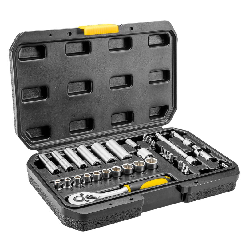 TOPEX 38D669 Klucze nasadowe 1/4", zestaw 36 szt.
