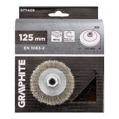GRAPHITE 57T409 Szczotka druciana tarczowa 125 mm, drut karbowany, stalowy, M14 