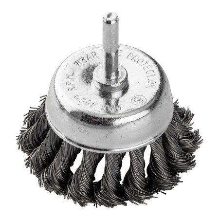 GRAPHITE 57T414 Szczotka druciana doczołowa 75 mm, drut skręcony, stalowy, z trzpieniem 6 mm
