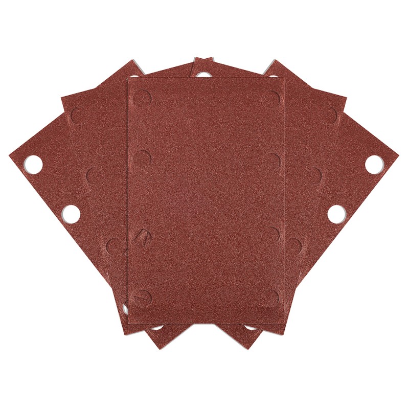 NEO TOOLS 54-051 Papiery ścierne na rzep, prostokąt  80 x 130 mm, P120, 5 szt., z 8 otworami do 04-623