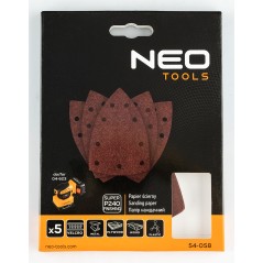 NEO TOOLS 54-058 Papiery ścierne na rzep, żelazko 100 x 147 mm, P240, 5 szt., z 9 otworami do 04-623 