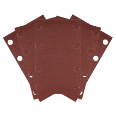 NEO TOOLS 54-052 Papiery ścierne na rzep, prostokąt  80 x 130 mm, P240, 5 szt., z 8 otworami do 04-623